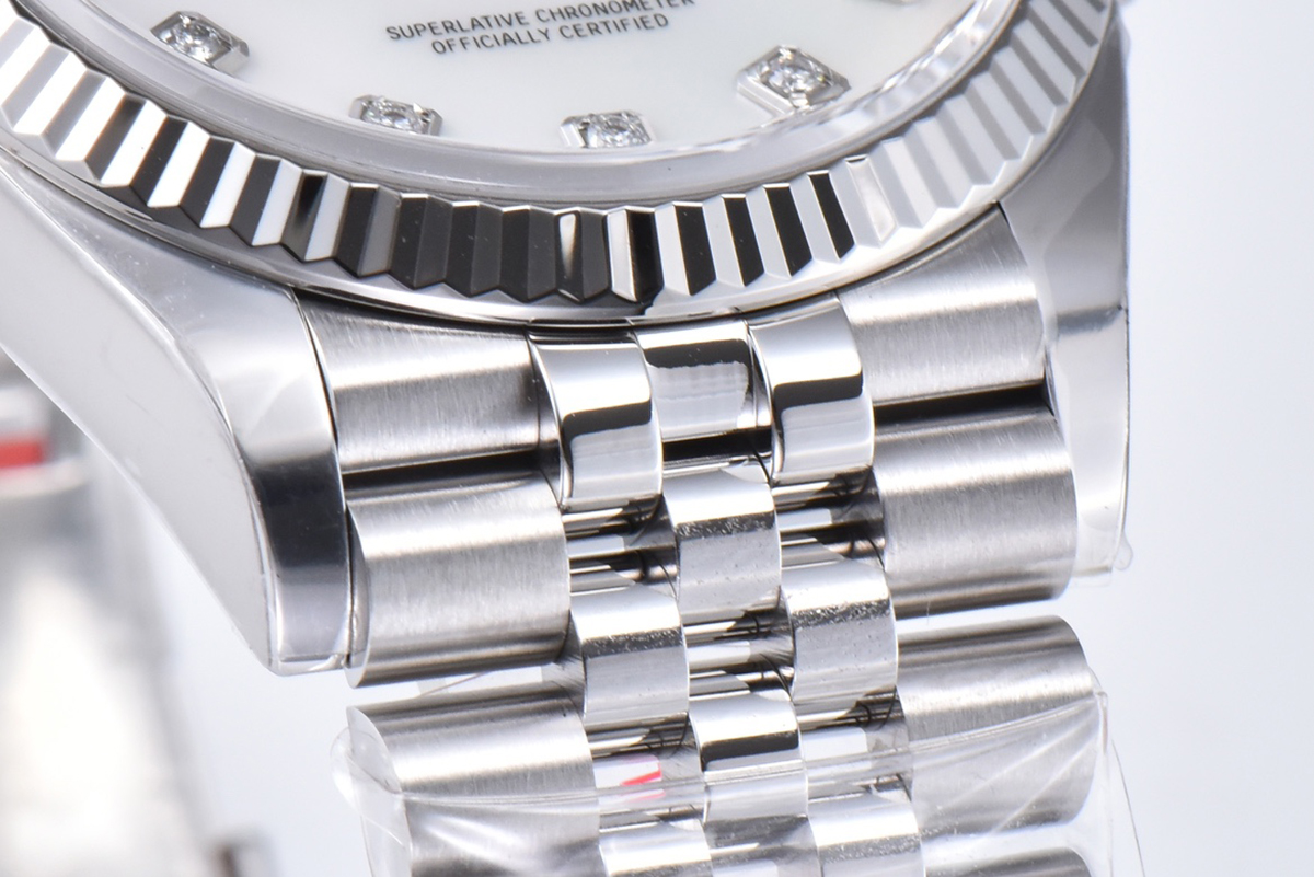Datejust 36 126234 White MOP Dial with D1am0nd Marker in Steel in Jubilee Bracelet